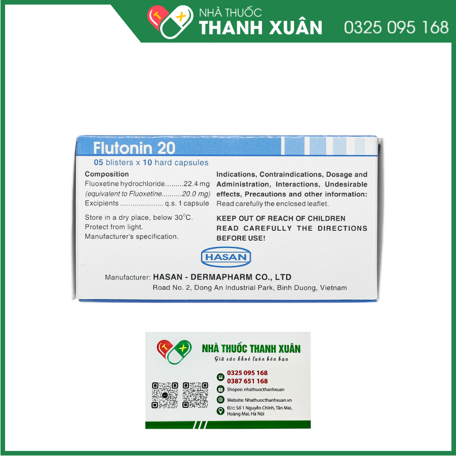 Flutonin 20 điều trị trầm cảm, rối loạn lưỡng cực